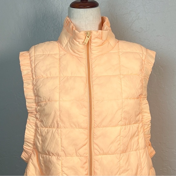 FREE PEOPLE FP Movement Women’s L Mango Orange Piper Puffer Packable Vest - Picture 4 of 14